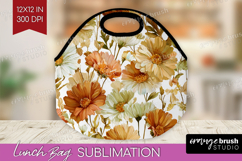 Pastel Flowers Lunch Bag - Summer Lunch Bug PNG Sublimation Product Image 1
