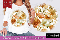 Pastel Flowers Round Tshirt Background - Summer PNG Product Image 1