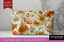 Pastel Flowers Cosmetic Bag - Summer Makeup Bag PNG Product Image 1