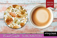 Pastel Flowers Round Coaster - Summer Coaster PNG Product Image 1