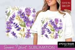 Pastel Flowers Square Tshirt Background - Summer PNG Product Image 1