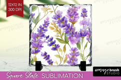 Pastel Flowers Slate PNG - Summer Square Slate Sublimation Product Image 1