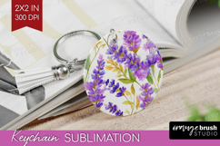 Pastel Flowers Keychain PNG - Summer Keychain Sublimation Product Image 1
