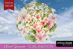 Pastel Flowers Wind Spinner Sublimation PNG - Summer Round Product Image 1