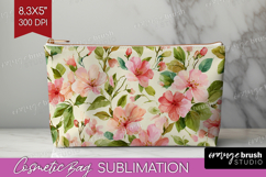 Pastel Flowers Cosmetic Bag - Summer Makeup Bag PNG Product Image 1