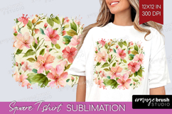 Pastel Flowers Square Tshirt Background - Summer PNG Product Image 1