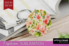 Pastel Flowers Keychain PNG - Summer Keychain Sublimation Product Image 1