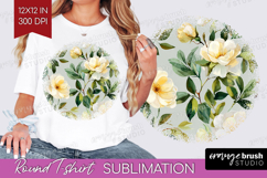 Pastel Flowers Round Tshirt Background - Summer PNG Product Image 1