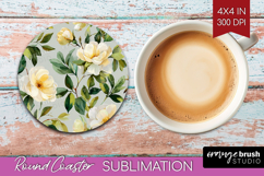 Pastel Flowers Round Coaster - Summer Coaster PNG Product Image 1