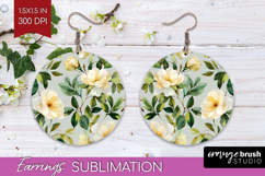 Pastel Flowers Round Earrings - Summer PNG Sublimation Product Image 1