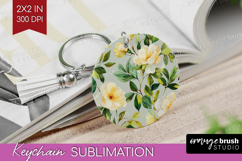 Pastel Flowers Keychain PNG - Summer Keychain Sublimation Product Image 1