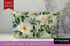 Pastel Flowers Cosmetic Bag - Summer Makeup Bag PNG Product Image 1