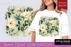 Pastel Flowers Square Tshirt Background - Summer PNG Product Image 1