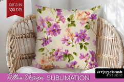 Pastel Flowers Pillow Sublimation - Summer Pillow Cover PNG Product Image 1
