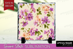 Pastel Flowers Slate PNG - Summer Square Slate Sublimation Product Image 1