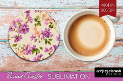Pastel Flowers Round Coaster - Summer Coaster PNG Product Image 1