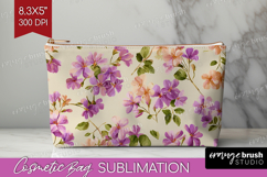 Pastel Flowers Cosmetic Bag - Summer Makeup Bag PNG Product Image 1