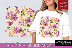 Pastel Flowers Square Tshirt Background - Summer PNG Product Image 1