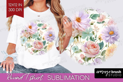 Pastel Flowers Round Tshirt Background - Summer PNG Product Image 1