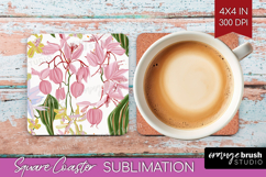 Pastel Flowers Square Coaster - Summer Coaster PNG Product Image 1
