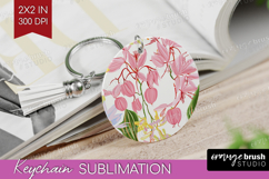 Pastel Flowers Keychain PNG - Summer Keychain Sublimation Product Image 1