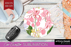 Pastel Flowers Car Coaster - Summer Coaster PNG Sublimation Product Image 1