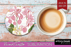 Pastel Flowers Round Coaster - Summer Coaster PNG Product Image 1