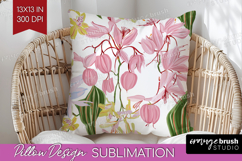 Pastel Flowers Pillow Sublimation - Summer Pillow Cover PNG Product Image 1