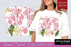 Pastel Flowers Square Tshirt Background - Summer PNG Product Image 1