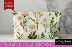 Pastel Flowers Cosmetic Bag - Summer Makeup Bag PNG Product Image 1
