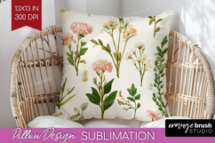 Pastel Flowers Pillow Sublimation - Summer Pillow Cover PNG Product Image 1