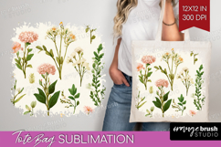 Pastel Flowers Tote Bag - Summer Tote Bag PNG Sublimation Product Image 1