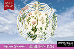 Pastel Flowers Wind Spinner Sublimation PNG - Summer Round Product Image 1