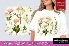 Pastel Flowers Square Tshirt Background - Summer PNG Product Image 1