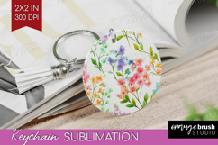 Pastel Flowers Keychain PNG - Summer Keychain Sublimation Product Image 1