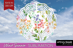 Pastel Flowers Wind Spinner Sublimation PNG - Summer Round Product Image 1