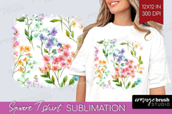 Pastel Flowers Square Tshirt Background - Summer PNG Product Image 1
