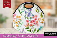 Pastel Flowers Lunch Bag - Summer Lunch Bug PNG Sublimation Product Image 1