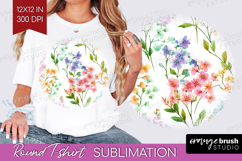 Pastel Flowers Round Tshirt Background - Summer PNG Product Image 1