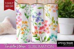 Pastel Flowers Tumbler Wrap - Summer Tumbler PNG Sublimation Product Image 1