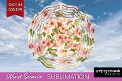 Pastel Flowers Wind Spinner Sublimation PNG - Summer Round Product Image 1