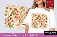 Pastel Flowers Square Tshirt Background - Summer PNG Product Image 1