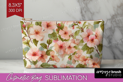 Pastel Flowers Cosmetic Bag - Summer Makeup Bag PNG Product Image 1