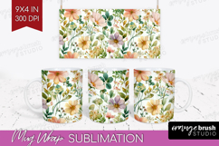 Pastel Flowers Mug Wrap - Summer Mug PNG Sublimation Product Image 1