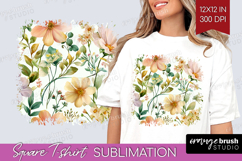 Pastel Flowers Square Tshirt Background - Summer PNG Product Image 1