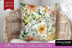 Pastel Flowers Pillow Sublimation - Summer Pillow Cover PNG Product Image 1
