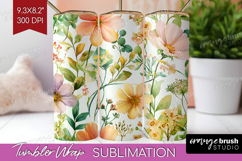 Pastel Flowers Tumbler Wrap - Summer Tumbler PNG Sublimation Product Image 1