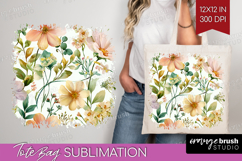 Pastel Flowers Tote Bag - Summer Tote Bag PNG Sublimation Product Image 1