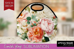 Pastel Flowers Lunch Bag - Summer Lunch Bug PNG Sublimation Product Image 1