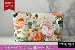 Pastel Flowers Cosmetic Bag - Summer Makeup Bag PNG Product Image 1